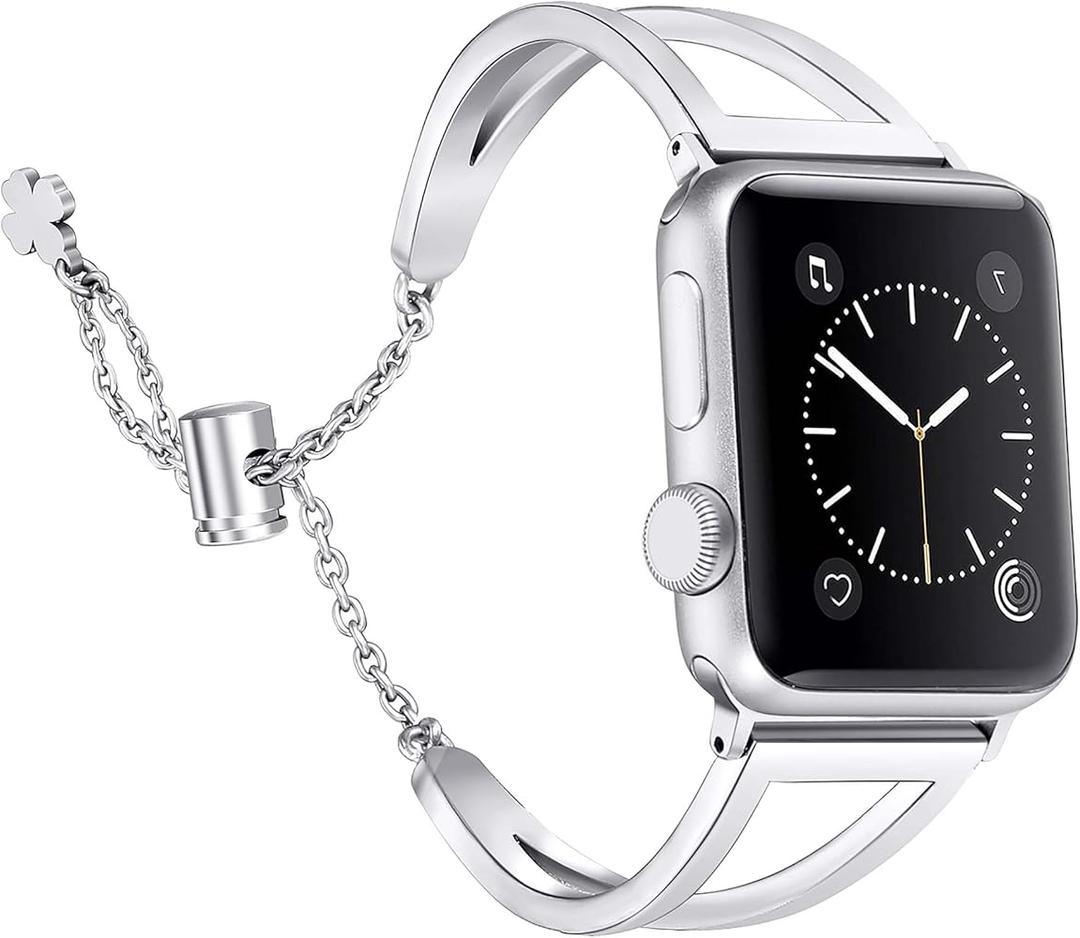 Secbolt Stainless Steel Bands Compatible with Apple Watch Band 38mm 40mm 41mm 42mm 44mm 45mm 46mm 49mm iWatch Series 11/10/9/Ultra/SE/8/7/6/5/4/3/2/1, Dressy Metal Bangle Bracelet Women