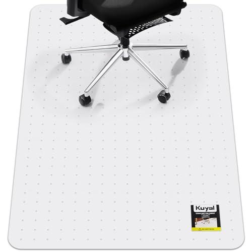 Kuyal Office Chair Mat for Carpet, 32x55 Clear Heavy Duty Computer Chair Mat, Under Desk Protector Carpeted Floors Mat, Easy Chair Movement,Ship Flat