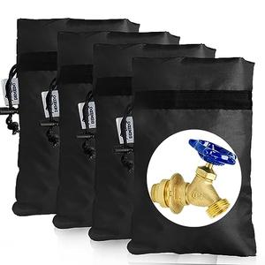 Enlarge Outdoor Faucet Cover for Winter Freeze Protection, 3M Thinsulate, 10"H x 6.3"W Hose Bib Covers for Wall Taps Outside, Waterproof & Frost Free Insulated Spigot Cover, 4 Pcs Faucet Socks - Black