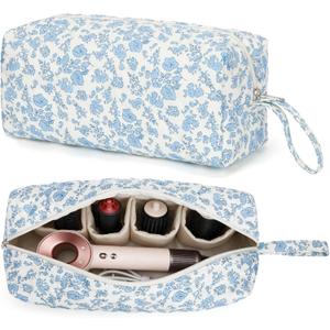 Travel Hair Tool Bag Compatible with Dyson Airwrap and Shark Flex Style Carrying Case, Floral Portable Hair Dryer Bag Organizer