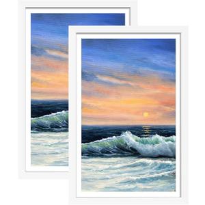 LUCKYLIFE 12x18 Poster Frame White Set of 2, Display Pictures 11x17 with Mat or 12x18 without Mat, Wall Mount
