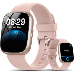 Smart Watch with Alexa Built-in, 1.83" HD Touchscreen Fitness Tracker with Bluetooth Calling, Fitness Watch with Heart Rate/Sleep Monitor/120+ Sports, IP68 Waterproof Smartwatch for Android iOS, Pink
