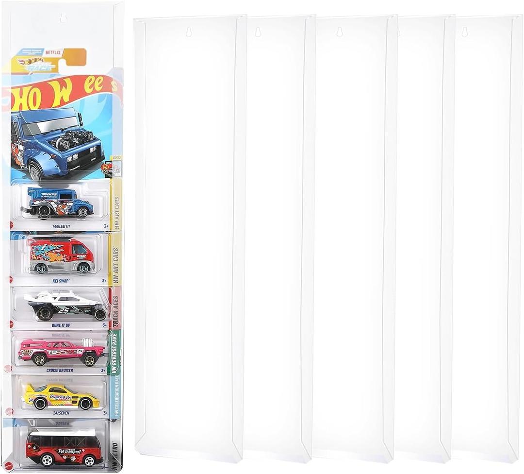10Pcs Display Case Compatible with Hot-Wheels Match-Box Packaged Cars, Wall Display Case for Packaged Cars, Toy Car Storage Case Organizer Display Shelf Rack