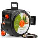 YSEAGA Retractable Garden Hose Reel 100 ft x 1/2 in,Super Heavy Duty Automatic Wall Mount Water Hoses Reels for Outdoor, Any Length Lock, Slow Return System,180° Swivel Bracket,10 Pattern Nozzle