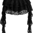 Women's Y2K Mini Skirt Ruffle Lace Asymmetrical Cute Skirts Layered Flowy Pleated Skort with Shorts for Concert Party (Black, S)