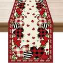 XCHI Buffalo Plaid Love Hearts Roses Flowers Valentine's Day Table Runner Table Decoration for Party Home Kitchen Dining Holiday Decor 13x108 Inch