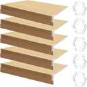 5Pcs Wire Shelf Covers 48 x 12 inch, Oak Wire Rack Covers for Shelves, 1.6" High Shelfs Liner for Pantry, Moisture Durable Plastic Shelf Cover for Wires Shelving Kitchen Closet Bathroom Office