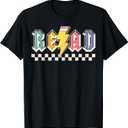 READ Rock and Roll Pencil Lightning Teachers Rock Women Boy T-Shirt (Small, Black)