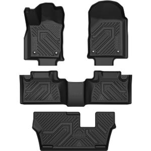 LASFIT Floor Mats for Dodge Durango 2016-2025, Fit 2nd Row Bench Seating(7seats), Not for 2nd Row Bucket Seating 6seats/5 Seats, All Weather TPE Custom Fit Car Mats Floor Liners, Black