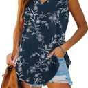 XIEERDUO Womens Tank Tops V Neck Basic Solid Color Casual Flowy Summer Sleeveless (3X-Large, 01-Dark Blue Print)