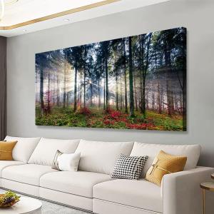 Nature Landscape Sunrise Tree Canvas Wall Art - 20x40 inches Wall Decoration for Living Room Forest Picture Artwork Painting Prints of Trees for Bedroom and Home Dcor (40L" x 20W")