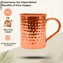 Copper Mules PURE Copper Mug RAW Cups Interior Ideal for Ayurvedic Health Benefits and Moscow Mules - Hand Hammered Finish - Authentic and Strong Riveted Handle - Holds 16oz