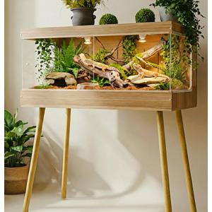 Reptile Terrarium Tanks Enclosure for Ball Python Snake Gecko Bearded Dragon, PVC Reptile Lounge Habitat with Leg Stand,Front Opening Bearded Dragon Tank