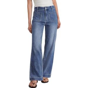 Trendy Queen Women's Wide Leg Jeans High Waisted Straight Leg Jeans Stretchy Baggy Denim Pants, 18