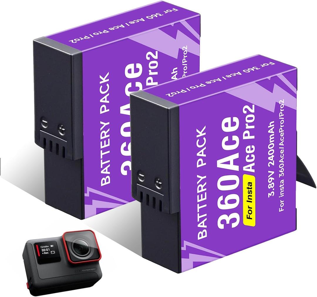 2 Pack 2400mAh Batttery Replacement for Insta360 Ace/Ace Pro/Ace Pro2 Sport Camera Accessory