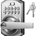 TEEHO TE004 Keyless Entry Keypad Door Lock with Handle - Front Digital Door Electronic Deadbolt with Anti-Peeping, Auto Lock & Passage Mode - Easy Installation - Satin Nickel