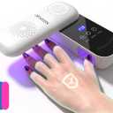 Cordless UV Nail Lamp for Nail Care, Rechargeable Finger Nail Repair Light with 240 Rotatable Panel, Portable Nail Dryer for Gel Polish Touch-Ups, Extensions, Manicure & Pedicure- White