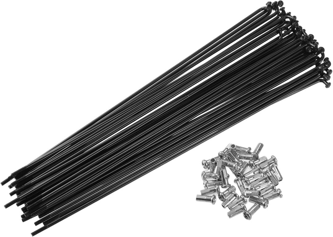 X AUTOHAUX 40 Pcs Bicycle Steel Spokes 13G Bike Spoke with Nipples for Most Bicycle (200mm, Black)