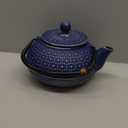 Juvale Cast Iron Teapot with Infuser - Blue, 27 oz (800 mL) - Stovetop Tea Kettle for Loose Leaf Tea - Includes Stainless Steel Infuser & Trivet