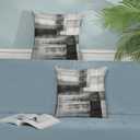 AEIOAE Black Grey White Pillow Covers 22x22 Inch Set of 2,Abstract Art Throw Pillows Case,Modern Geometry Outdoor Decorative Square Linen Farmhouse Decor Cushion Covers for Home Sofa Bed Couch
