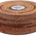 Handmade Natural Rattan Box Round Baskets Tea Cake Dessert Cookie Storage Woven Boxes Kitchen Container Bread Basket With Lid