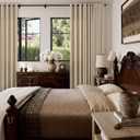 Oatmeal Curtains 90 Inches Long for Bedroom 2 Panels Set Grommet Rustic Farmhouse Burlap Drapes Light Filtering Non-See-Through Sand Beige Thick Linen Curtain for Living Room 90 Inch Length 52x90