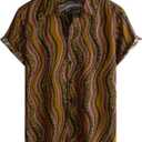 VATPAVE Mens Casual Hawaiian Floral Shirts Short Sleeve Button Down Tropical Summer Shirts (Large, Yellow Red)