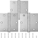 KOLET Ball Bearing Door Hinges, 3.5 x 3.5 Inches Door Hinges, Square Corner Heavy Duty Hinges, Stainless Steel Hinges, No Squeak and Non Removable Pin, Brushed Nickel, 3 Pack (Silver)