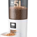 Automatic Cat Feeders, 5L Large Capacity, Timed Feeding Dry Food, Dual Power Design, Programmable Portion Size, 1-6 Meals Per Day, with Desiccant Packet, Suitable for Small Pets Food Dispenser (White)