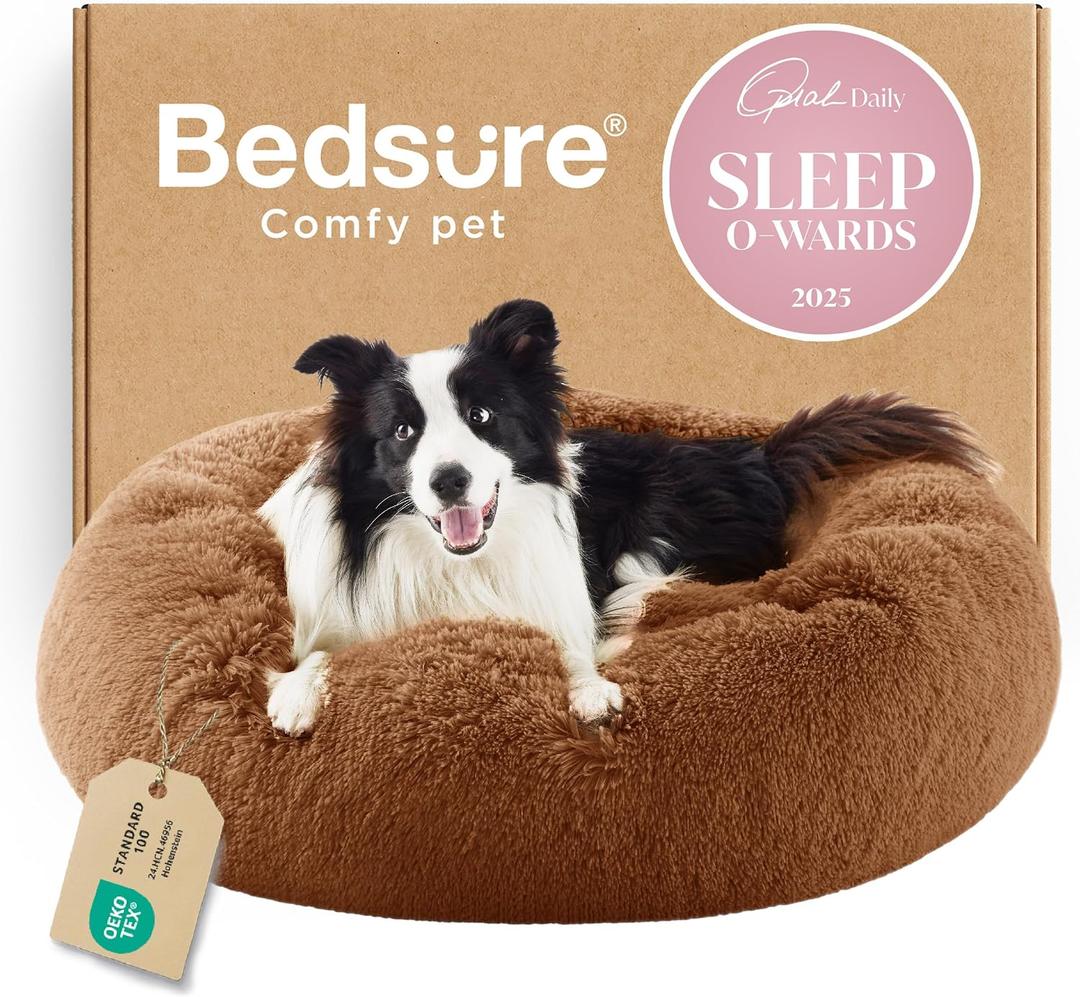 Bedsure Calming Dog Beds Large Sized Dog Donut Washable Pet Bed,36in Copper
Fluffy Faux Fur Round Cuddler,with Removable Washable Cover,Anti-Slip Bottom,Anti-Anxiety,Deep Sleeping for Pets Up to 80 Lbs