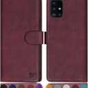 SUANPOT for Samsung Galaxy A71 5G (Non 4G Version) Leather Wallet case with RFID Credit Card Holder Flip Folio Book Phone case Cover for Samsung A71 case Wallet for Men Women Shockproof Wine Red