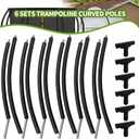 6 PCS Trampoline Curved Pole Replacement, Universal Curved Enclosure Net Poles for 8-16ft Frame, with Plastic T Connector, Mounting Hardware, Foam Cover Padding