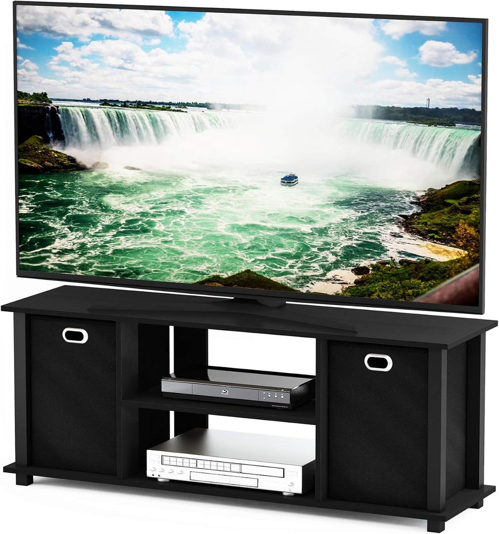 Furinno Econ Entertainment Center, Black/Black, 42 Inch Tv Size