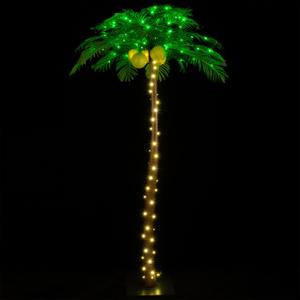 7ft Lighted Palm Tree 208 LED Lights with Glowing Coconuts - Dimmable, UL Certified, Waterproof - Ideal for Indoor and Outdoor Decoration