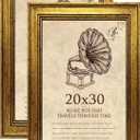 20x30 Picture Frame with Real Glass set of 2, Vintage Frames - Antique Style Frames for Wall - Ornate Frame for Rustic Gold Office or Home Decor Display Family Friends Wedding Gift, 20x30in