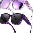 LVIOE 2 Pack Polarized Fit Over Sunglasses for Women Men Oversized Square Over Glasses Sunglasses with UV Protection LS7511