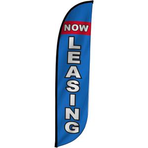 LookOurWay Feather Flag Banner - 12 Feet Tall Advertising Flags for Outside Business and Events Promotion - Swooper Flag Only - Real Estate Flags - Now Leasing Blue (10M1200306)