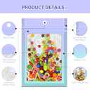 100 Holographic Gradient Mylar Bags with Clear Window, Resealable Zip Pouch, Packaging Party Sample Bags (Purple&Light Blue, 3.5x4.7 Inch)