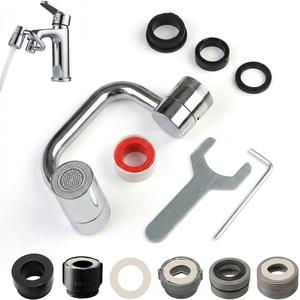 Rotatable Faucet Aerator Extension, 1080 U Shaped Rotating Faucet Extender with 2 Mode Splash, For Kitchen Sinks (Washing Veggies) and Bathroom Sinks (Handwashing/Facewashing/Brushing Teeth)