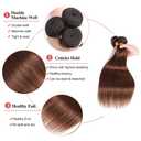 #4 Human Hair Bundles Chocolate Brown Straight Bundles 14 16 18 Inch Knotless Dark Brown Straight Human Hair Extensions For Women 50 Gram Per Bundle