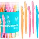 MoHern Eyebrow Razor with Box, 60 Pcs Face Razors for Women and Men, Multipurpose Dermaplane Razor, Dermaplaning Tool for Face, Multi-Color (1 Count (Pack of 60))