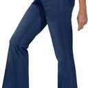 THE GYM PEOPLE Women's Tummy Control Bell Bottom Jeans High Waisted Wide Leg Flare Pants Jeggings with Pockets (X-Large, Dark Blue)