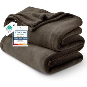 Bedsure GentleSoft Fleece Blanket Twin Size Brown - 300GSM Lightweight Plush Fuzzy Cozy Soft Warm Blanket for Bed, Sofa, Couch, Travel, Camping, 60x80 inches