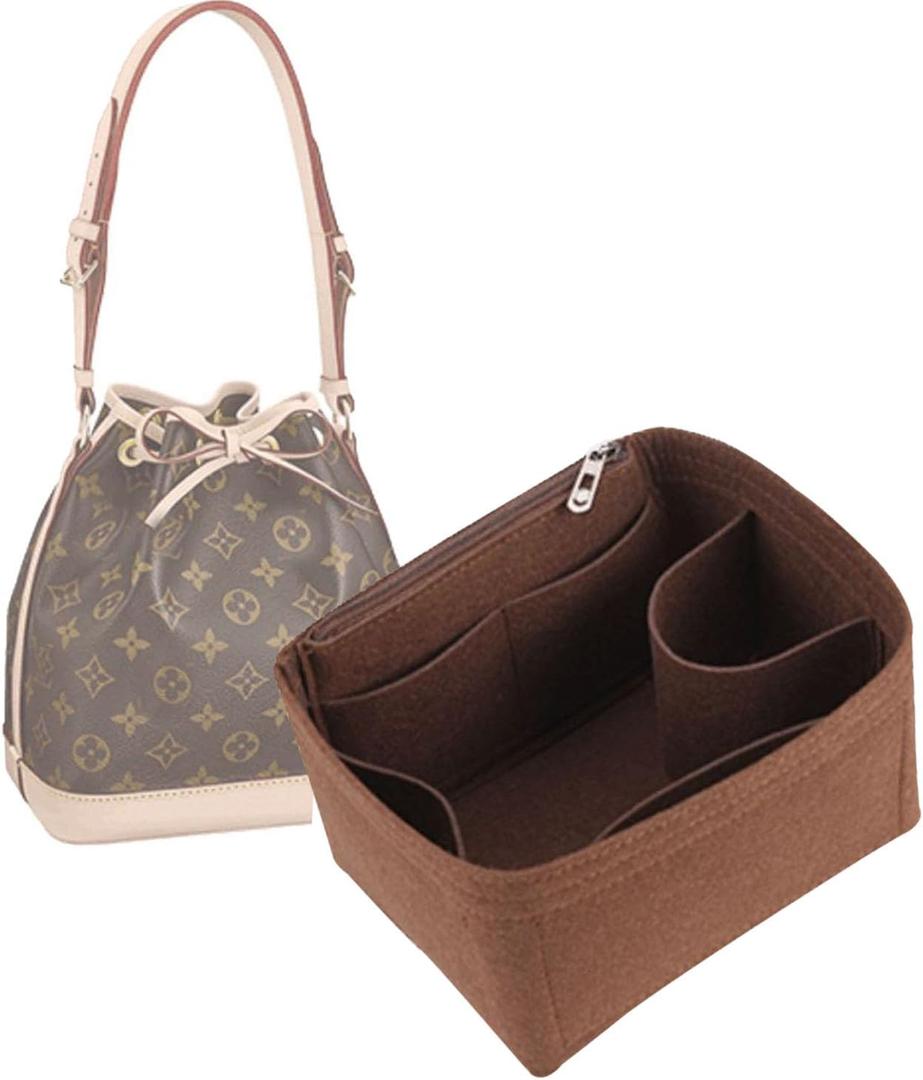 Lckaey Purse Organizer insert for LV NOE BB Petit NOE NM storage bag Organizer With Zipped pocket Y059coffee-Small