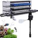 3-Tier Wet-Dry Trickle Aquarium Filter, Smoke Clear Filter Box, 476 GPH 3-in-1 Water Pump, Ultra Quiet, Adjustable Bracket, Easy Maintenance, For 20-80 Gallon Freshwater Saltwater Turtle Tanks
