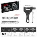 DYC 420 Motorcycle Chain 132 Links for 50 70 90 110 125 196 212cc Coleman SSR TaoTao Coolster Apollo Baja Kazuma Chinese ATV, 420 Chain for Mini Bike Dirt Bike Go Kart with Chain Breaker Tool