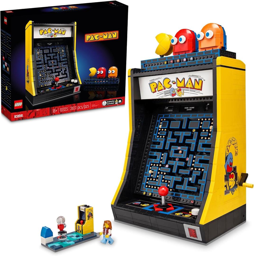 LEGO Icons PAC-Man Arcade Building Sets for Adults - Collectible Office, Shelf, or Bedroom Decor - Gifts for Men & Women - W/Moving Handle to Recreate Game - 10323, Medium