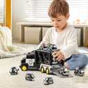 JUKUDAHU Police Truck Toy for 3 4 5 6 Years Old Boys - Carrier Vehicle Toy Set with 3 Small Cars and 1 Helicopter, Kids Friction Powered Car for Age 3-9, Gifts for Boys and Girls