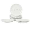 OMAYKEY 7.5 Inch Ceramic Dessert Plates Set of 10, White Appetizer Plates, Porcelain Round Shaped Salad Plate, for Cake Waffles Snacks Side Dish, Small Dinner Plates, Oven Microwave Dishwasher Safe