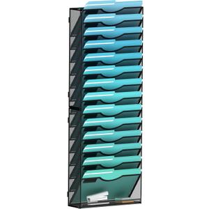 Gawerk 15-Tier Wall File Organizer Hanging Wall File Holder Wall Mount Paper Folder Organize, Mesh Magazine Document Mail Organizer Wall Organizer for Office School Home, Black
